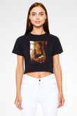 Barmaid Siyah  Crop Top Tişört