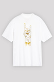 Başak Burcu Baskılı Beyaz Unisex Oversize Tişört - Tshirt