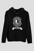 Başak Burcu Baskılı Unisex Siyah Hoodie