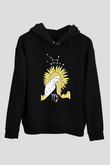 Başak Burcu Baskılı Unisex Siyah Hoodie