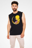 Başak Burcu Baskılı Unisex Siyah Kolsuz Tişört - Tshirt