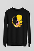 Başak Burcu Baskılı Unisex Siyah Sweatshirt