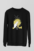 Başak Burcu Baskılı Unisex Siyah Sweatshirt