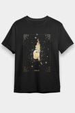 Başak Burcu Baskılı Unisex Siyah Tişört - Tshirt