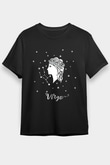 Başak Burcu Baskılı Unisex Siyah Tişört - Tshirt