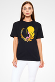 Başak Burcu Baskılı Unisex Siyah Tişört - Tshirt