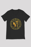 Başak Burcu Baskılı Unisex Siyah V Yaka Tişört - Tshirt