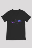 Başak Burcu Baskılı Unisex Siyah V Yaka Tişört - Tshirt