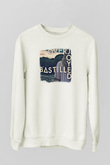 Bastille Baskılı Unisex Beyaz Sweatshirt