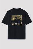 Bastille Baskılı Unisex Siyah Oversize Tişört