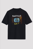 Bastille Baskılı Unisex Siyah Oversize Tişört
