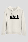 Bateri Baskılı Beyaz Unisex Hoodie