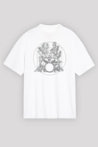 Bateri Baskılı Beyaz Unisex Oversize Tişört - Tshirt