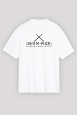 Bateri Baskılı Beyaz Unisex Oversize Tişört - Tshirt