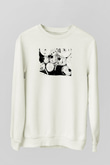 Bateri Baskılı Beyaz Unisex Sweatshirt