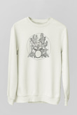 Bateri Baskılı Beyaz Unisex Sweatshirt