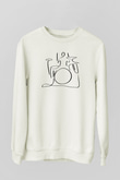 Bateri Baskılı Beyaz Unisex Sweatshirt