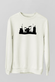 Bateri Baskılı Beyaz Unisex Sweatshirt