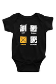 Bateri Baskılı Unisex Siyah Bebek Body - Zıbın