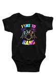 Bateri Baskılı Unisex Siyah Bebek Body - Zıbın