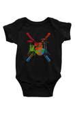 Bateri Baskılı Unisex Siyah Bebek Body - Zıbın