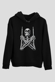 Bateri Baskılı Unisex Siyah Hoodie