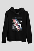 Bateri Baskılı Unisex Siyah Hoodie