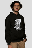 Bateri Baskılı Unisex Siyah Hoodie