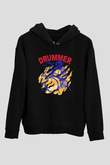 Bateri Baskılı Unisex Siyah Hoodie