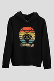 Bateri Baskılı Unisex Siyah Hoodie