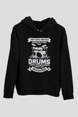 Bateri Baskılı Unisex Siyah Hoodie