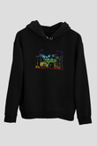 Bateri Baskılı Unisex Siyah Hoodie