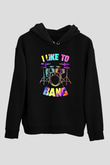 Bateri Baskılı Unisex Siyah Hoodie