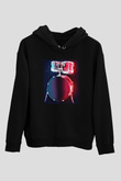 Bateri Baskılı Unisex Siyah Hoodie