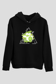 Bateri Baskılı Unisex Siyah Hoodie