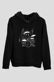 Bateri Baskılı Unisex Siyah Hoodie