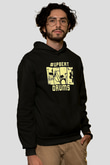 Bateri Baskılı Unisex Siyah Hoodie