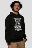 Bateri Baskılı Unisex Siyah Hoodie