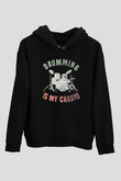 Bateri Baskılı Unisex Siyah Hoodie