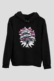 Bateri Baskılı Unisex Siyah Hoodie