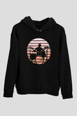 Bateri Baskılı Unisex Siyah Hoodie