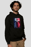 Bateri Baskılı Unisex Siyah Hoodie