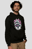 Bateri Baskılı Unisex Siyah Hoodie