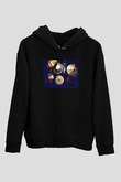 Bateri Baskılı Unisex Siyah Hoodie
