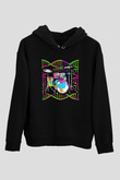Bateri Baskılı Unisex Siyah Hoodie