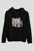 Bateri Baskılı Unisex Siyah Hoodie