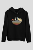 Bateri Baskılı Unisex Siyah Hoodie