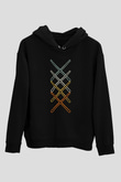 Bateri Baskılı Unisex Siyah Hoodie