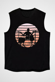 Bateri Baskılı Unisex Siyah Kolsuz Tişört - Tshirt