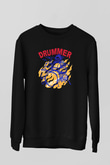 Bateri Baskılı Unisex Siyah Sweatshirt